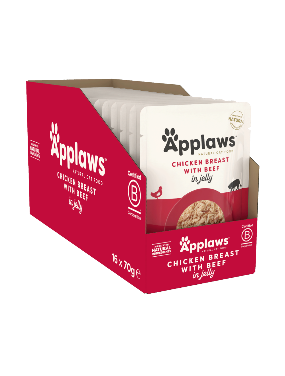 Applaws Kylling & Okse 70g Gele Pose, Kat
