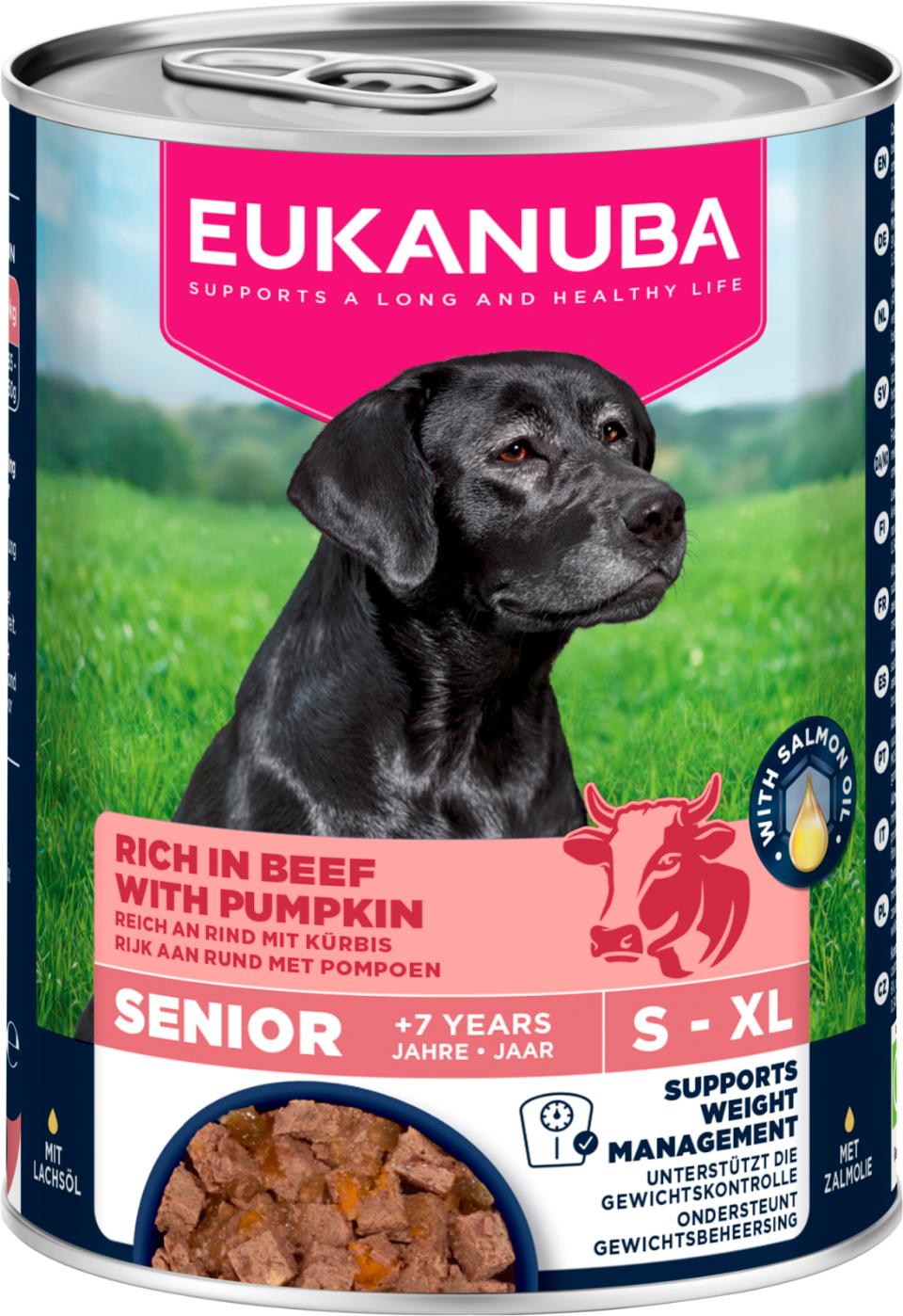 Eukanuba Senior hundevådfoder, oksekød med græskar