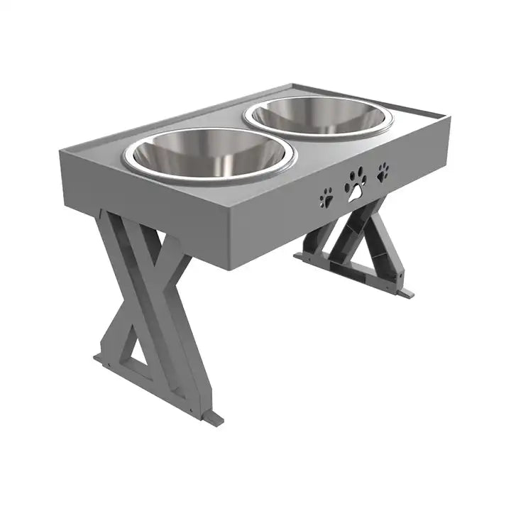 Justerbart hundefoderstativ i grå til hundemad