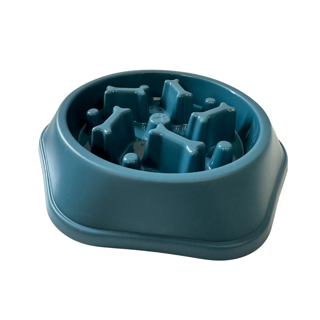slowfeed skål til hunde i blå