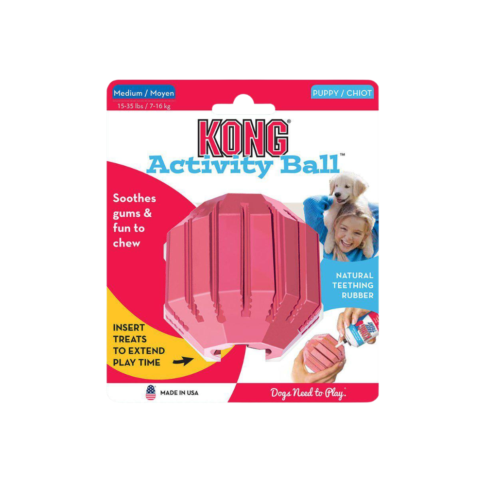 KONG Puppy Activity Ball Legetøj til hundehvalpe Lyserød