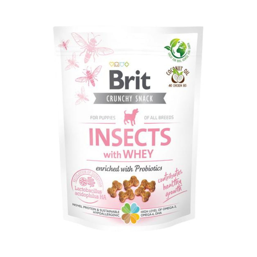 Brit Crunchy Snack Insekt Godbidder med Whey til Hvalpe