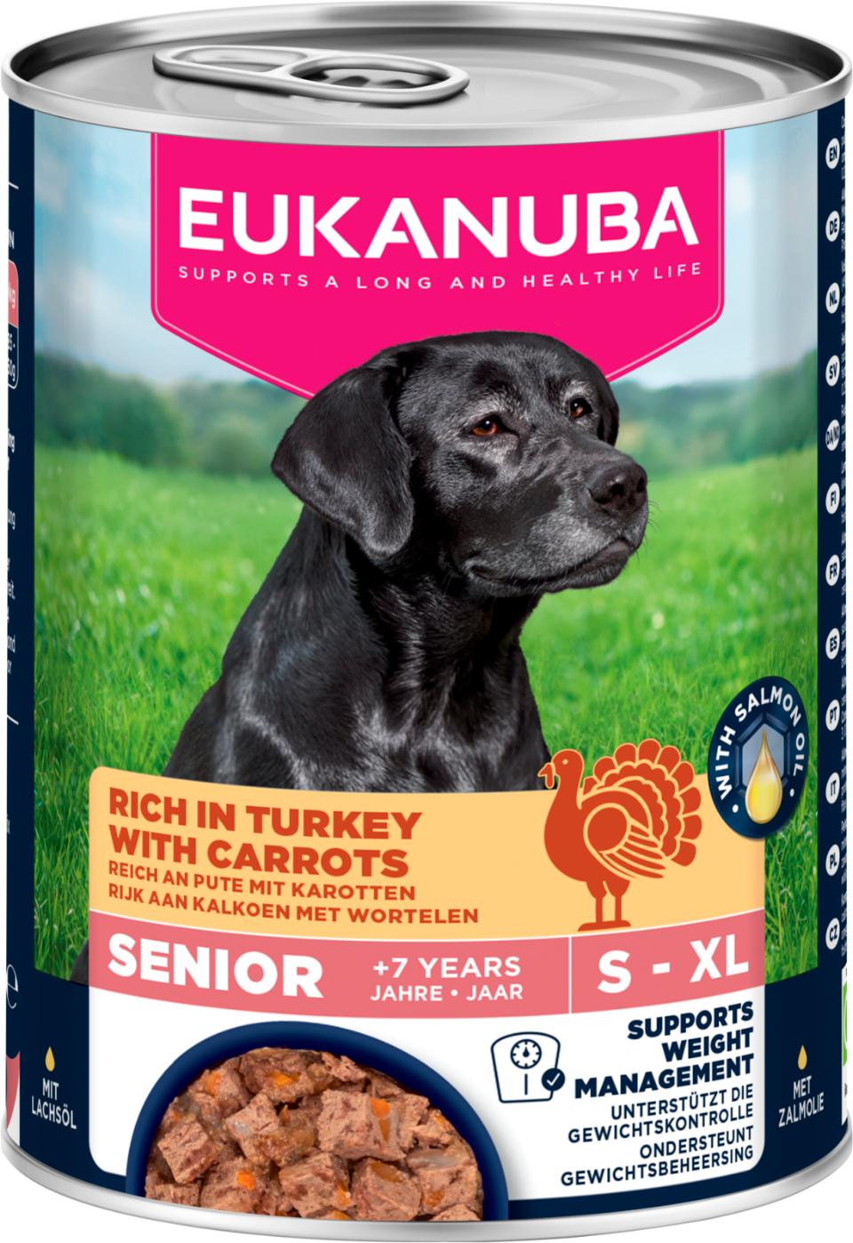 Eukanuba Senior hundevådfoder, kalkun med gulerødder