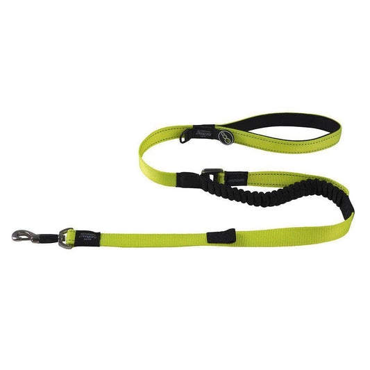 Neon gul hundesnor med håndtag og elastisk midterstykke