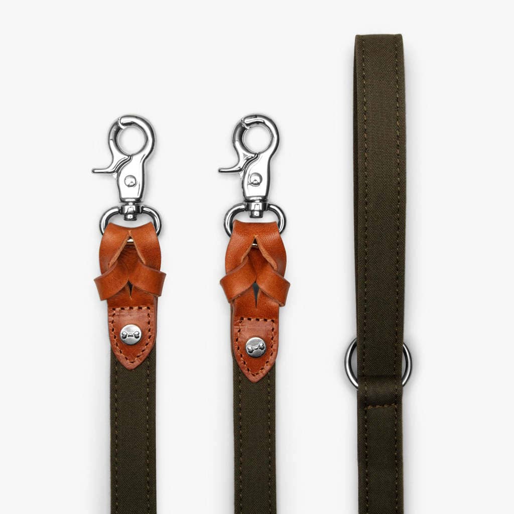 Denjo dogs hundesnor signature i farven cognac og khaki  med kabinhage