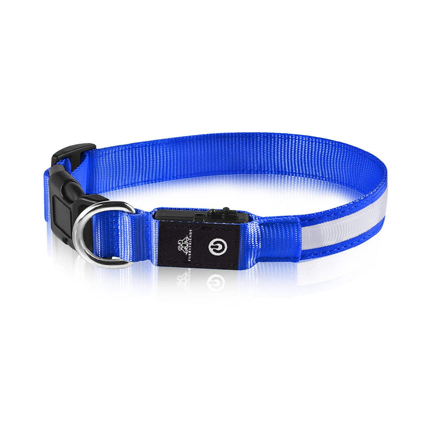 Hundeshalsbånd med LED lys i farven blå