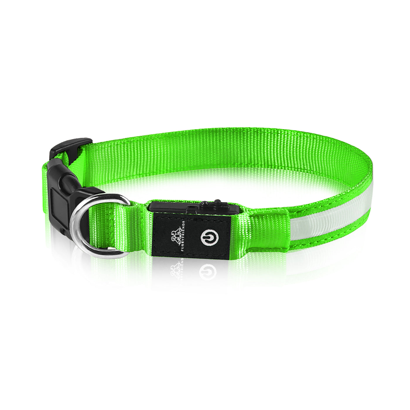 Hundeshalsbånd med LED lys i farven grøn