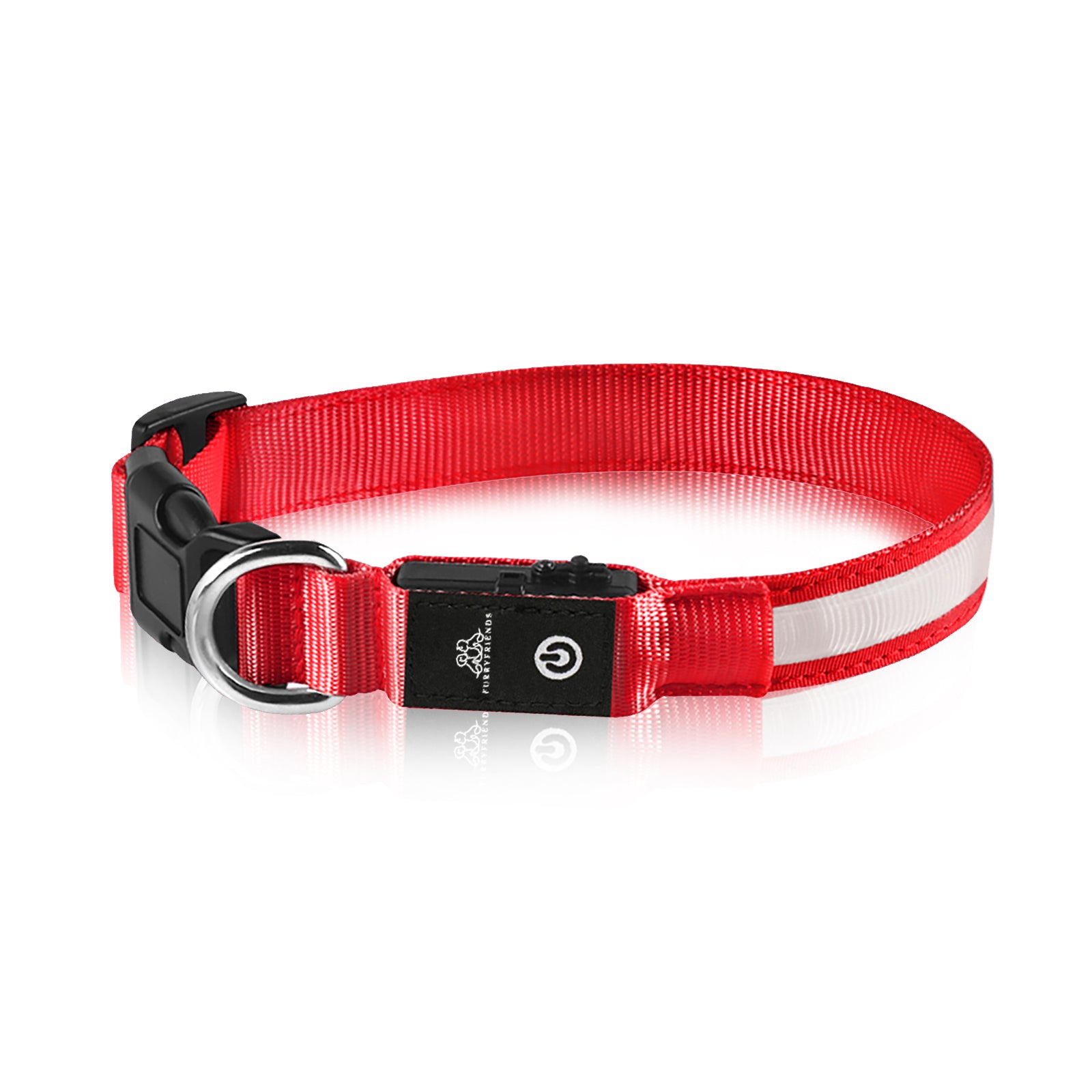 Hundeshalsbånd med LED lys i farven rød