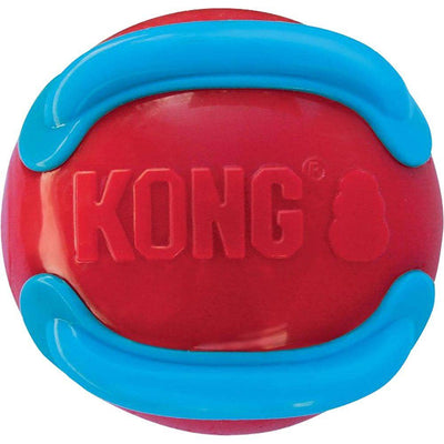 KONG JAXX Bright Ball Rød hundebold med blå kanter