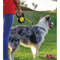 KONG Flex-Line Reflect med 5 meter line, neon gul rulle bånd, ejer der går med hund i snor