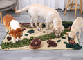 Stort aktivitetstæppe snusetæppe til hunde med tre hunde der snuser efter godbidder