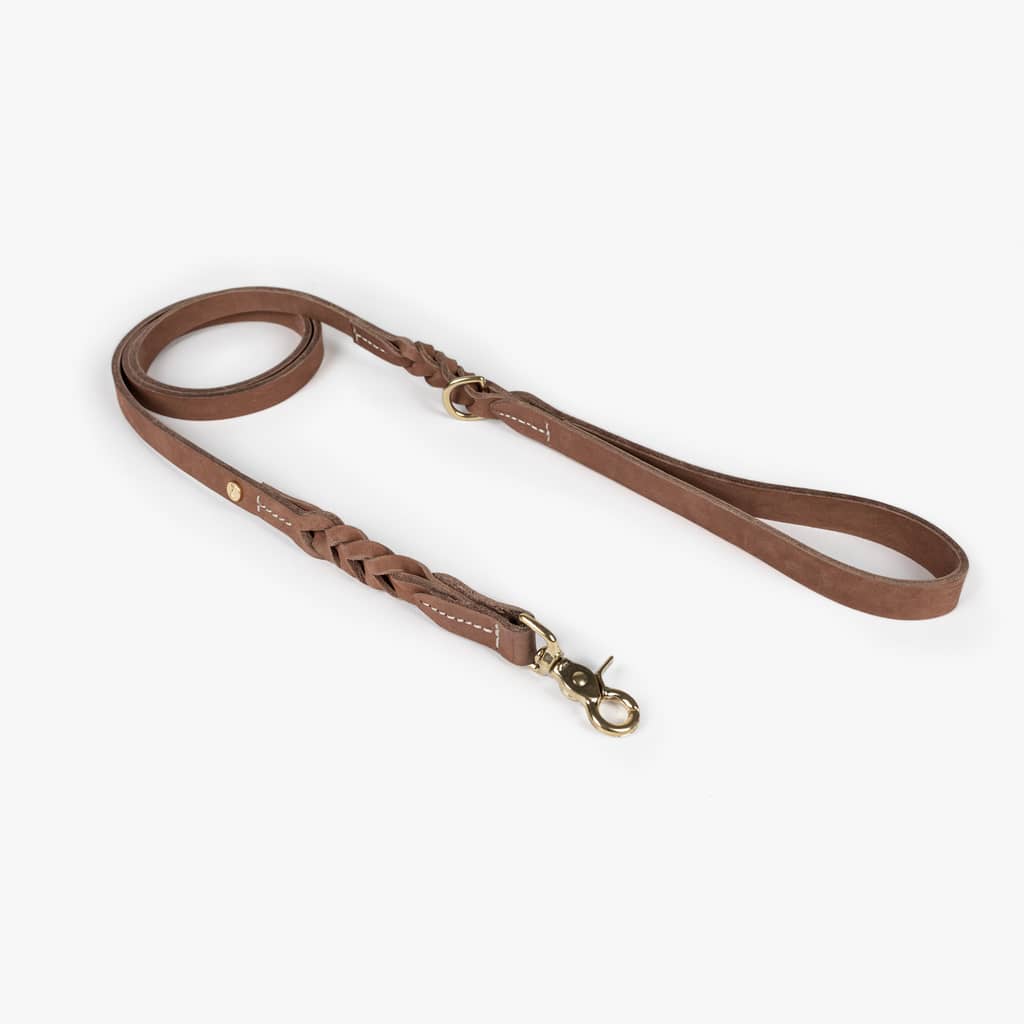 Denjo dogs hundesnor i brun læderflet produktbillede