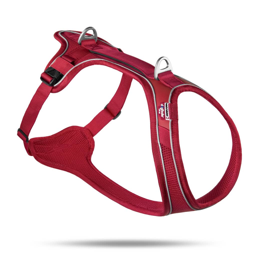 Curli Belka Comfort harness hundesele i rød set fra venstre side